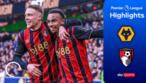 บอร์นมัธบุกทุบวูล์ฟส์ 2-0! ครูปี้กดสุดสวย เก็บชัยสำคัญ